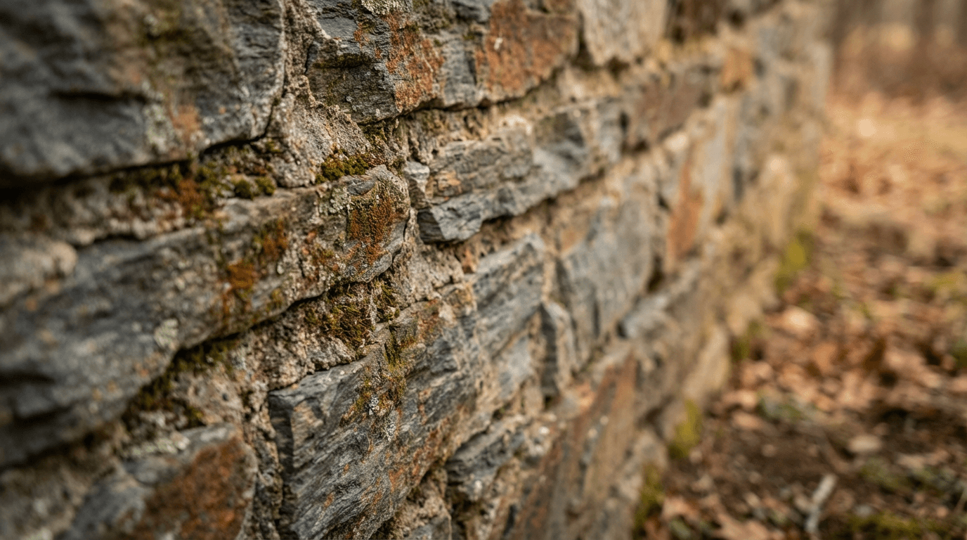 Natural stone retaining wall with new plantings